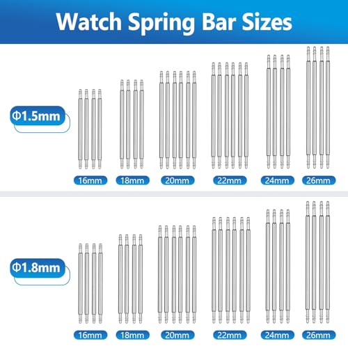 JOREST Watch Spring Bar Tool, Watch Repair Kit to Replace the Watch Strap, Watch Link Removal Tool, With User Manual, 56PCS (16-26mm) Spring Bars
