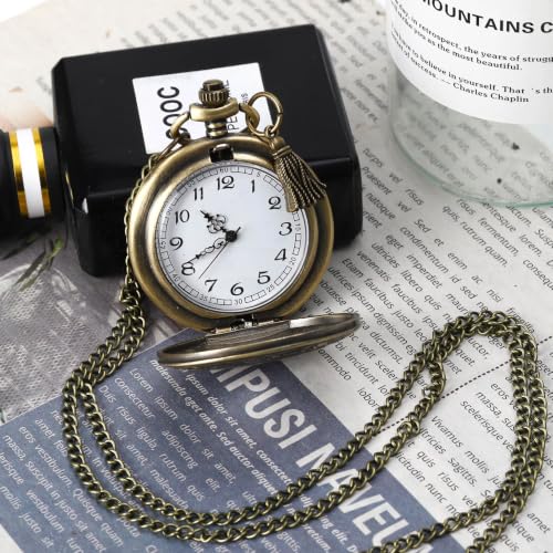 NEWITIN Vintage Pocket Watch Diameter Bronze Watch with Chain Costume Watches Accessories Pocket Watches