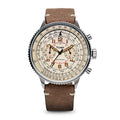 Stauer Co-Pilot Men's Chronograph Watch with Stainless Steel Case and Brown Leather Band