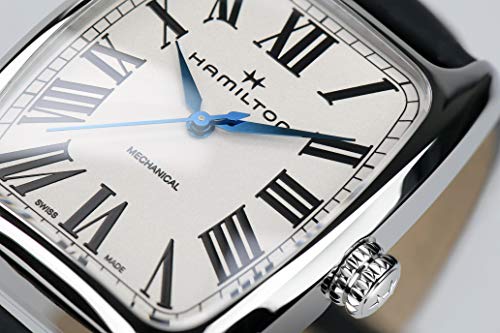 Hamilton American Classic Boulton Mechanical Men's Watch, 34mm x 38mm Stainless Steel Case, Swiss Made, White Dial Analog Wrist Watch for Men, 50m Waterproof, Sapphire Crystal, Cow Leather Strap
