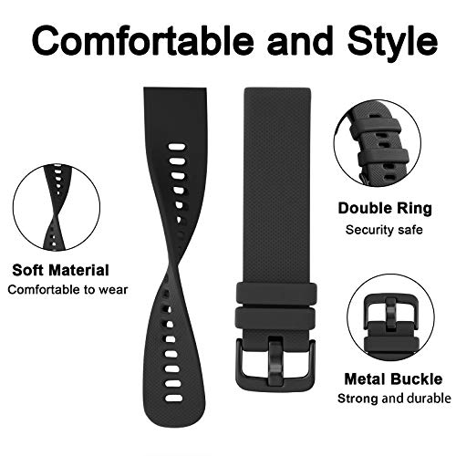 GEAK Compatible with Garmin Vivoactive 5 Watch Bands/Garmin Vivoactive 3 Watch Bands,20mm Silicone Band for Vivoactive 3 Music/Vivomove Sport,Forerunner 645/245 Music Smartwatch Women Men Black