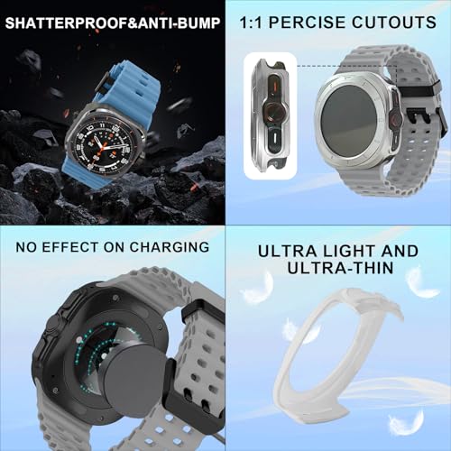 6 Pack Marine Silicone Band for Samsung Galaxy Watch Ultra Bands 47mm Men/Women,With 6 Protective Cases & Storage Bag,Waterproof Soft Sport Strap Compatible with Samsung Watch Ultra Band