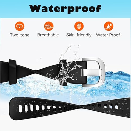 2 Pack Waterproof Bands Compatible with Garmin Forerunner 245/55 Watch Band, 20mm Replacement Strap for Forerunner 245 Music Watch Bands (black/balck)