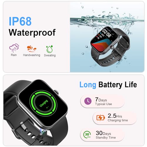 Smart Watch for Women Men, Alexa Built-in, Smartwatch for iPhone & Android Bluetooth Call, 1.91" HD Fitness Tracker with Heart Rate/SpO2/Sleep Monitor, IP68 Waterproof, Fitness Watch 100+ Sports Modes
