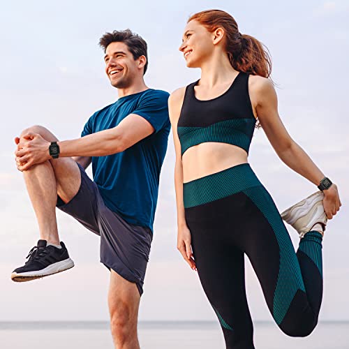 Dr.Sept 2 Pack Waterproof Bands Compatible with Fitbit Versa 2 Bands for Women Men, Classic Soft Sports Replacement Wristbands for Fitbit Versa 2/Versa Lite/Versa SE (black/black, Large 7.1''-8.7'')