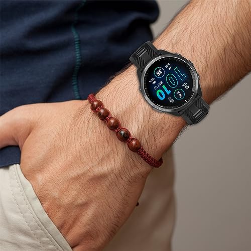 TopPerfekt Band Compatible with Garmin Forerunner 965, Soft Silicone Replacement Watch Band Strap for 965 Smart Watch for Women Men Black - Grey