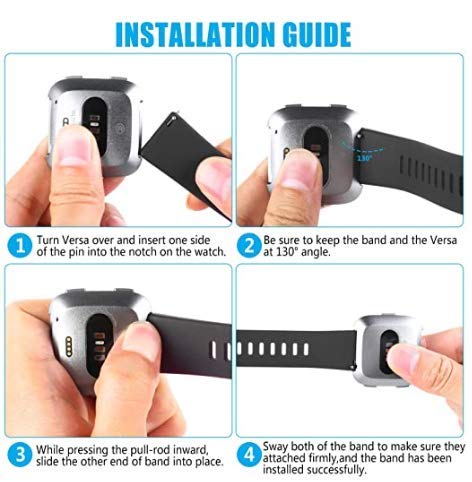 Replacement Bands Compatible with Fitbit Versa/Versa 2 / Versa Lite, Silicone Adjustable Classic Accessory Wristband Fitness Straps for Women Men Small and Large