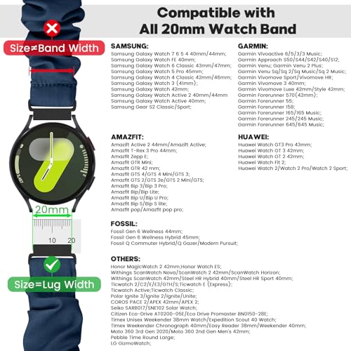 Runostrich Compatible with Samsung Galaxy Watch 7 6 5 4 40mm 44mm/Garmin Vívoactive 6/5/3/3 Music/Forerunner 570 42mm/55/158/165/245/645/Amazift Active 2/Active, 10pack 20mm Scrunchie Watch Band