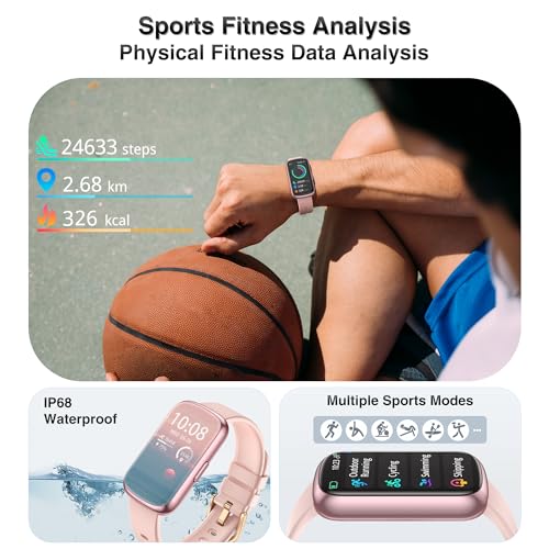 Fitness Tracker, Smart Watches for Women Men with 24/7 Heart Rate/Blood Pressure/Blood Oxygen Monitor, Sleep Tracker, Calories&Step Counter, IP68 Waterproof Health Activity Trackers for Android&iPhone