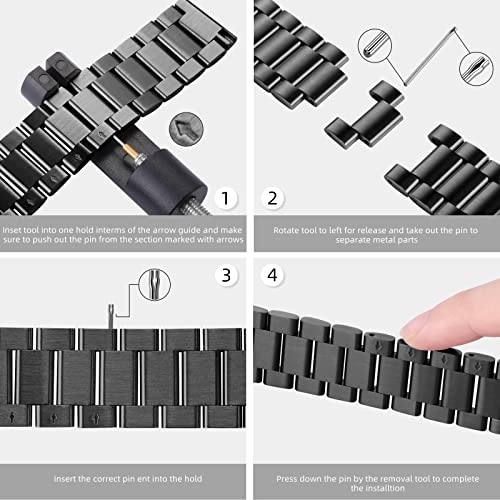 Lerobo Compatible with Samsung Galaxy Watch 7 6 5 4 Band 44mm 40mm/Galaxy Watch 6 4 Classic Band 43mm 47mm 46mm 42mm/Active 2 40mm 44mm, 20mm Stainless Steel Metal Replacement Men Women