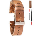 hemsut h 20mm Leather Watch Bands for Men, Thin Soft Horween Leather Watch Strap Quick Release Vintage Watch Wrap