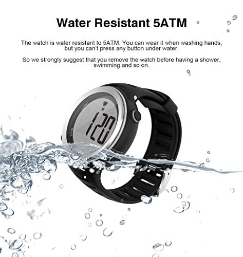 EZON GPS Men Women Sports Outdoor Digital Watch with Exercise Records Distance Speed Pace Black Blue Red Multifunctional (Silver)