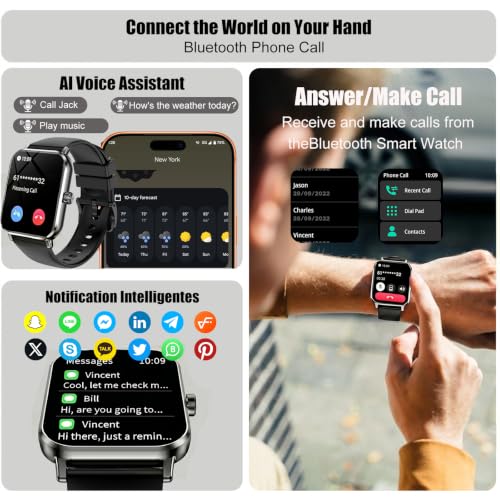Jacoosa Smart Watches for Men, 1.83" HD Touchscreen with Bluetooth Calling, 120+ Sport Modes Fitness Tracker, IP68 Waterproof, Heart Rate Sleep Monitor Timer, Compatible with Android iOS(Black)