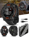 Wearable4U Garmin Instinct 3 Solar 45 mm, Rugged Outdoor GPS Smartwatch, Metal-Reinforced Bezel, Built-in Flashlight, Up to 28 Days of Battery Life, Black with Black Band Bundle