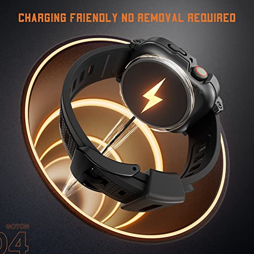 Goton 3 in 1 Waterproof Case with Band for Apple Watch with Built-in Tempered Glass Screen Protector 44mm, 360° Shockproof Bumper Face Cover with Band for Apple Watch SE 3/SE 2/SE, Series 6/5/4, 44mm