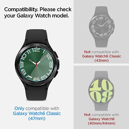 Spigen Tempered Glass Screen Protector [GlasTR EZ FIT] designed for Galaxy Watch 6 Classic (47mm) - 2 Pack