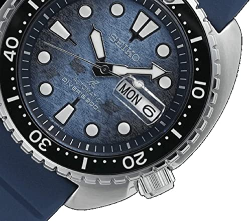 Seiko SRPF77 Automatic Watch for Men - Prospex Automatic Diver - Manta Ray Patterned Blue Dial with Day/Date, Rotating Bezel, 200m Water-Resistant