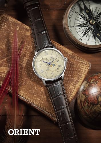 Orient Bambino Sun & Moon Automatic Watch Mechanical Automatic RN-AK0803Y Men's Ivory, Ivory, Classic