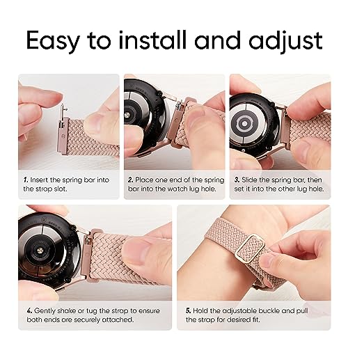 Knossen 20mm Watch Bands Compatible with Samsung Galaxy Watch 7 FE 6 5 4 40mm 44mm, Galaxy Watch 6 4 Classic, Galaxy Watch 5Pro, Galaxy Watch 3 41mm, Galaxy Active2, Stretchy Watch Straps for Women and Men
