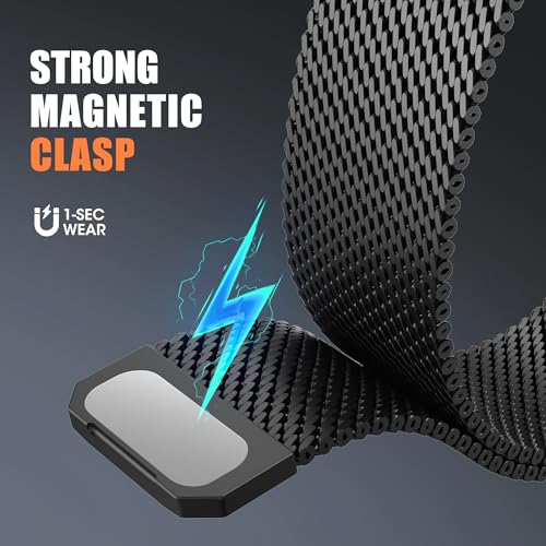 Milanese Loop Compatible for Apple Watch Ultra 3 2 1 Band 49mm 46mm 45mm 44mm 42mm, Men Stainless Steel Rugged Mesh Band with Strong Magnetic Clasp, Adjustable Metal Strap for iWatch Series 11/10/9/8/7/6/5/4/SE/Ultra