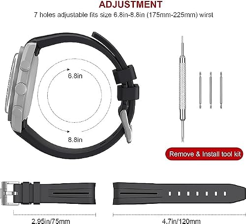 Bands for Moonswatch Watch,Curved No Gap Rubber Strap Compatible with Omega X Swatch Moonswatch Speedmaster/Rolex/SEIKO 20mm Watch,Swatch Omega Moonswatch Speedmaster Watch Replacement Band Men Women (Black gold line)