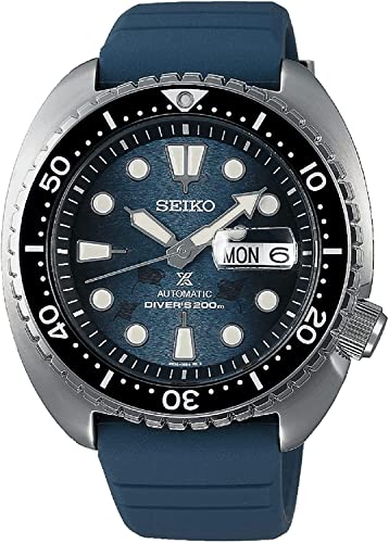 Seiko SRPF77 Automatic Watch for Men - Prospex Automatic Diver - Manta Ray Patterned Blue Dial with Day/Date, Rotating Bezel, 200m Water-Resistant