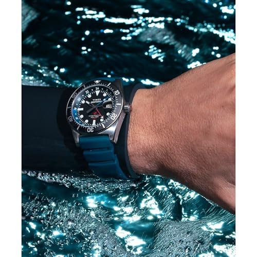 Timex Men's Deep Water Reef 41mm Watch - Blue Strap Black Dial Titanium Case