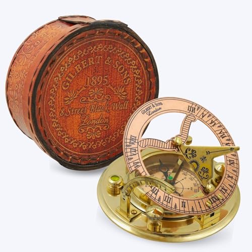 NETAEX Antique Brass & Copper Sundial Compass, Gift Sun Clock Ship Replica Watch Brass Compass Gift for Men - Nautical Gifts for Men, Best Anniversary Vintage Gifts