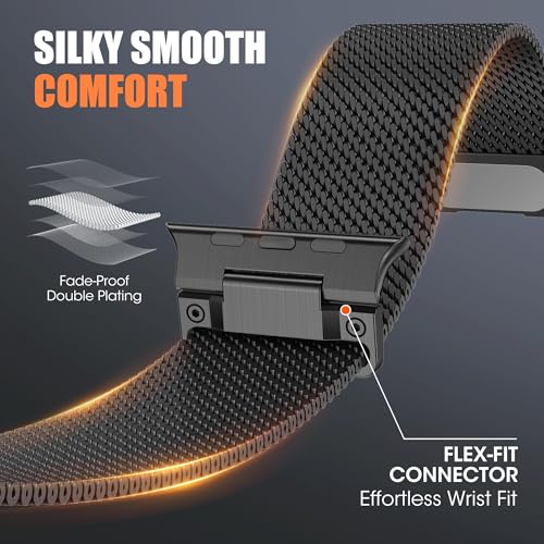 Milanese Loop Compatible for Apple Watch Ultra 3 2 1 Band 49mm 46mm 45mm 44mm 42mm, Men Stainless Steel Rugged Mesh Band with Strong Magnetic Clasp, Adjustable Metal Strap for iWatch Series 11/10/9/8/7/6/5/4/SE/Ultra