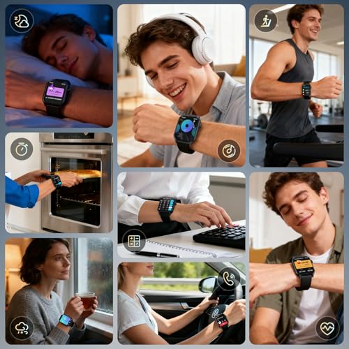 DIVOAZBVO Smart Watch for Men, 120+ Sports Modes Smartwatch with 1.83" HD Touchsreen, Sleep Monitor, IP67 Waterproof, Bluetooth Call & Music Control Fitness Watch for iPhone/Android Black