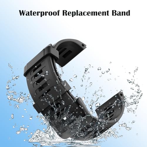Waterproof Band Compatible with Garmin Instinct Watch Bands, 22mm Soft Silicone Replacement Watch Strap for Garmin Instinct 2 / Instinct Esports/Solar/Tactical (Black)