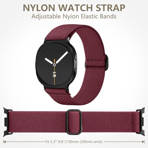8 Pack Stretchy Band Compatible with Samsung Galaxy Watch 8 Band 40mm 44mm, Samsung Galaxy Watch 8 Classic 46mm, Soft Nylon Fabric Water-Resistant Elastic Solo Loop Sport Replacement Straps for Women Men