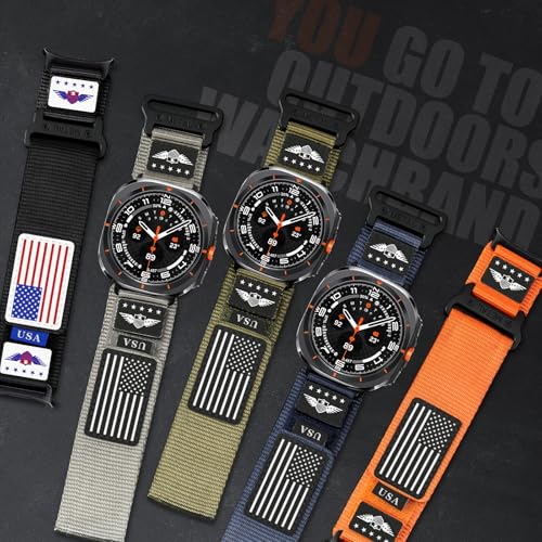 Rugged Nylon Band for Galaxy Watch Ultra Bands 47mm (2025/2024) for Men Women,One Click No Gap Fabric Woven Wristbands Adjustable Sport Strap for Samsung Galaxy Watch Ultra Band 47 mm for Man,L