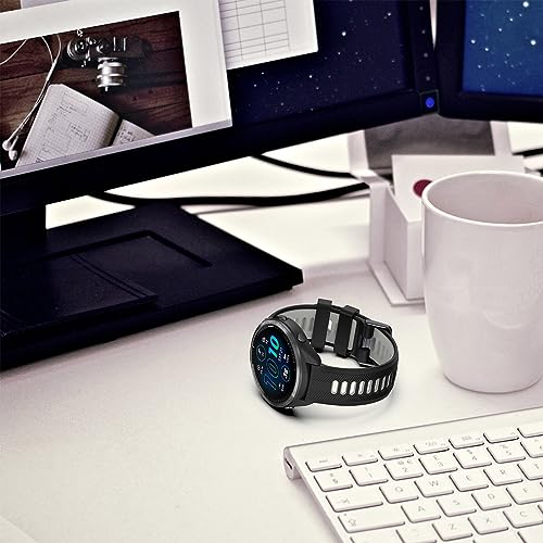 TopPerfekt Band Compatible with Garmin Forerunner 965, Soft Silicone Replacement Watch Band Strap for 965 Smart Watch for Women Men Black - Grey