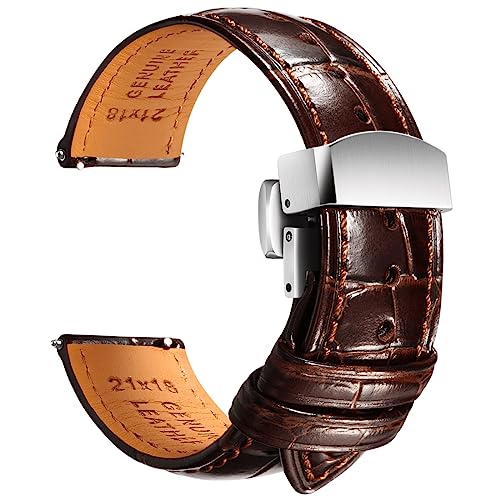 REZERO Leather Watch Bands for Men, Quick Release Watch Straps, Luxury Italian Alligator Grain Embossed Band Replacements 19mm 20mm 21mm 22mm
