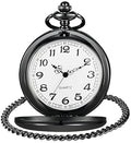 LYMFHCH Smooth Vintage Pocket Watch with Chain, Arabic Numerals Scale Mens Watch Christmas Graduation Birthday Gifts Fathers Day
