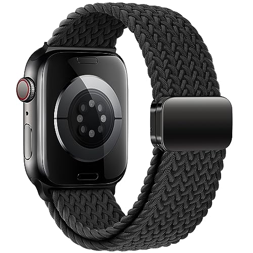 Qimela Sport Loop Compatible with Apple Watch Band 38mm 40mm 41mm 42mm 44mm 45mm 46mm 49mm for Women Men,Magnetic Strap Stretchy Braided Wristband for iWatch Series 11 10 9 8 7 6 5 4 SE Ultra 3 2 1