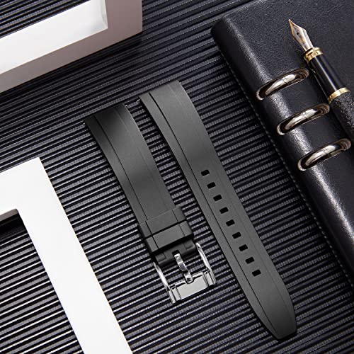 BINLUN Quick Release Silicone Watch Bands Replacement Rubber Watch Straps 18mm 19mm 20mm 21mm 22mm 24mm Smartwatches Bands for Men and Women Waterproof Sport Watchbands (20mm, Black)