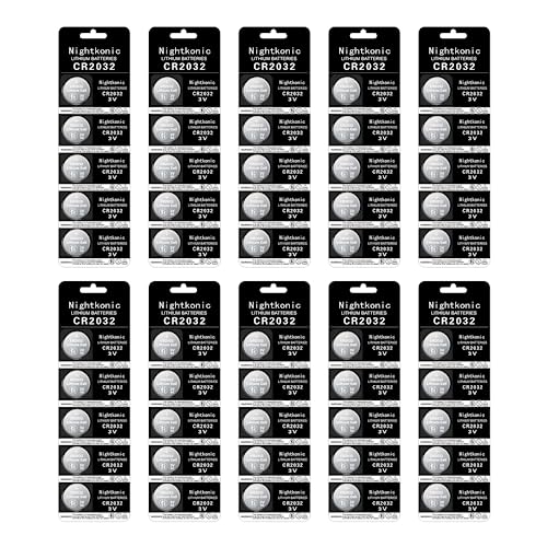 Nightkonic 50 pcs Pack - CR2032 3v Lithium Button Cell Coin 2032 Battery