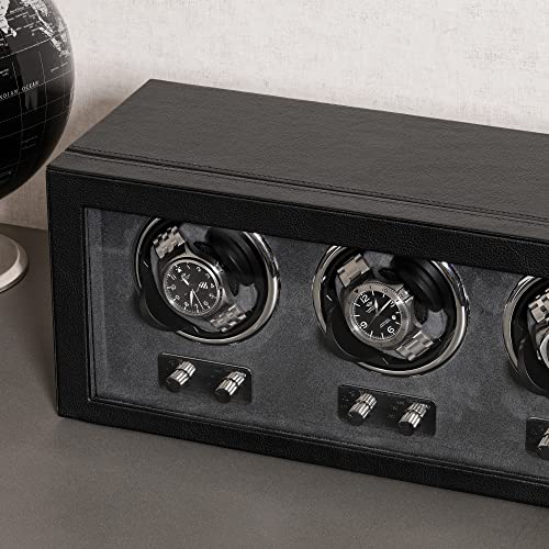 ROTHWELL Triple Watch Winder for Automatic Watches with Quiet Motor with Multiple Speeds and Rotation Settings (Black/Grey)