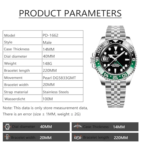 BY BENYAR Pagani Design Men GMT Automatic Watches-Fashion Stainless Steel Mechanical Watch-Sapphire Glass Lens Watch Men