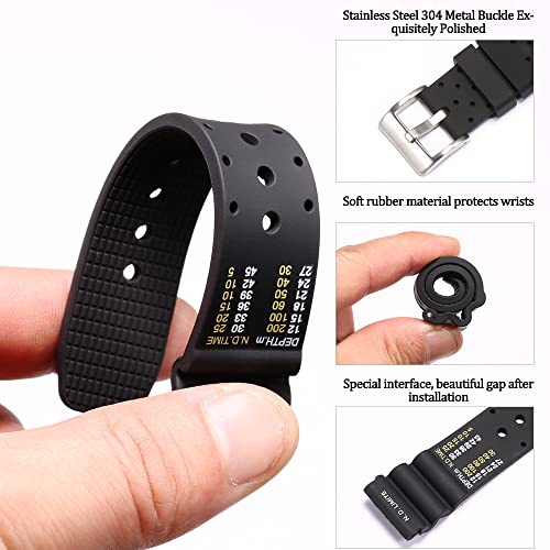 MCXGL 20mm Soft Silicone Strap compatible with Citizen Hyper Aqualand Duplex Promaster Men's Dive Watch Band waterproof wristband watches Accessories
