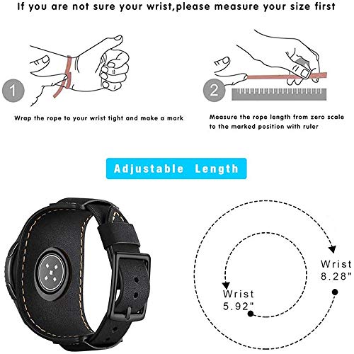 Hepsun Compatible with Samsung Galaxy Watch 7/6/5/4/Watch 42mm/Watch 3 41mm/Active 40mm/Active 2/Gear S2 Classic/Sport /Fossil Q Gazer/Ticwatch 2/Garmin Vivoactive 3 Bands, 20mm Vintage Cuff Genuine Leather Band Strap for Men Women (Black)