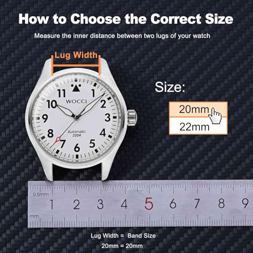 WOCCI 22mm Magnetic Watch Band, Wood Grain Silicone, Quick Release (Black)