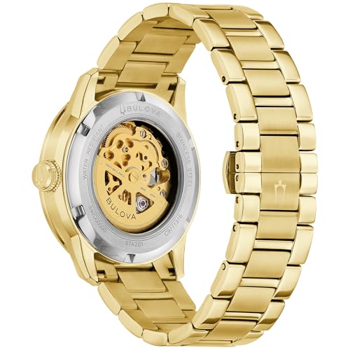 Bulova Men's Automatic Sutton Watch, Gold-Tone Stainless Steel Case & Silver-White Dial (Style: 97A201)