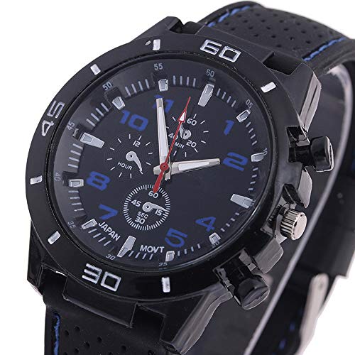LsvtrUS Men's GT Racer Sport Watch Military Pilot Aviator Army Style Black Silicone Mens Watch