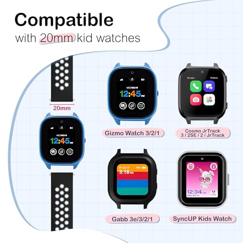 3 Pack Waterproof Silicone Gizmo Watch Band for Kids Compatible with Gizmo Watch 3 2 1/ Gabb Watch 3 2 1/ SyncUP/Cosmo JrTrack Watch, Breathable Soft Sport Bands with Air Holes Design for Boys Girls
