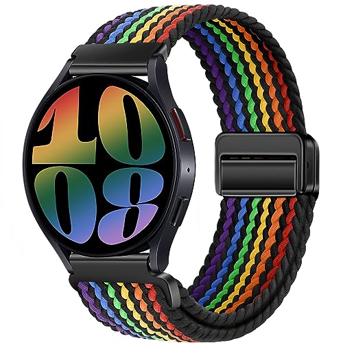 20mm Magnetic Bands Compatible with Samsung Galaxy Watch 4 5 6 7 Band 40mm 44mm/Galaxy Watch 4 6 Classic Band 42mm 46mm 43mm 47mm/Watch 5 Pro 45mm/Active 2 Stretchy Braided Strap Wristband Women Men