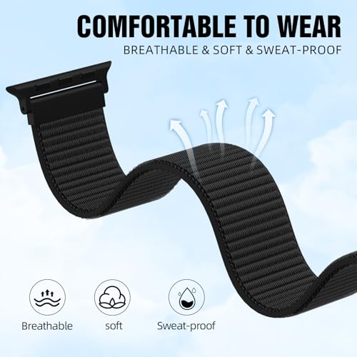 OHOTLOVE Nylon Sport Band Compatible with Apple Watch Band 38mm 40mm 41mm 42mm 44mm 45mm 46mm 49mm, Adjustable Breathable Women Men Braided Strap Loop for iWatch Series 11/10/9/8/7/6/5/SE Ultra 3/2/1