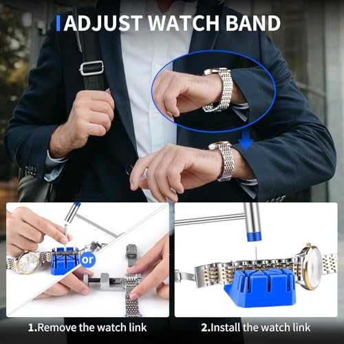 XOOL 210 PCS Watch Repair Kits, Including Watch Battery Change Kit, Watch Case Opener, Link Remover, Spring Bar Tools, Screwdrivers, and Portable Carrying Case with Instruction Manual